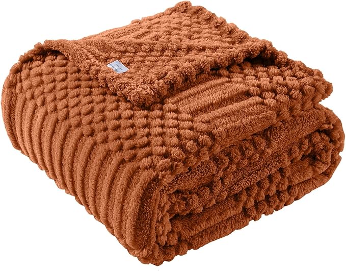 90x90 Inch Rust Queen Bed Blanket by LUSSENAHOME