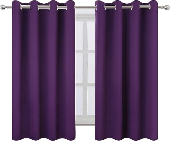Purple Blackout Curtains/52 x 45 Inch Length Kids Curtains/Set of 2 Panels - Image 2
