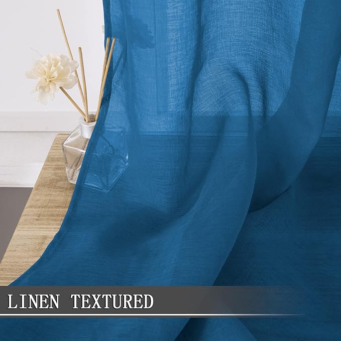 Tollpiz Sheer Tier Curtain Linen Textured Half Kitchen Curtains Sheer Light - Image 2