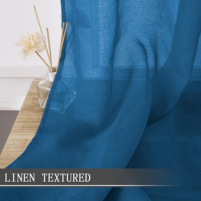 Tollpiz Sheer Curtains Linen Textured Living Room Curtain Sheers Light - Image 2