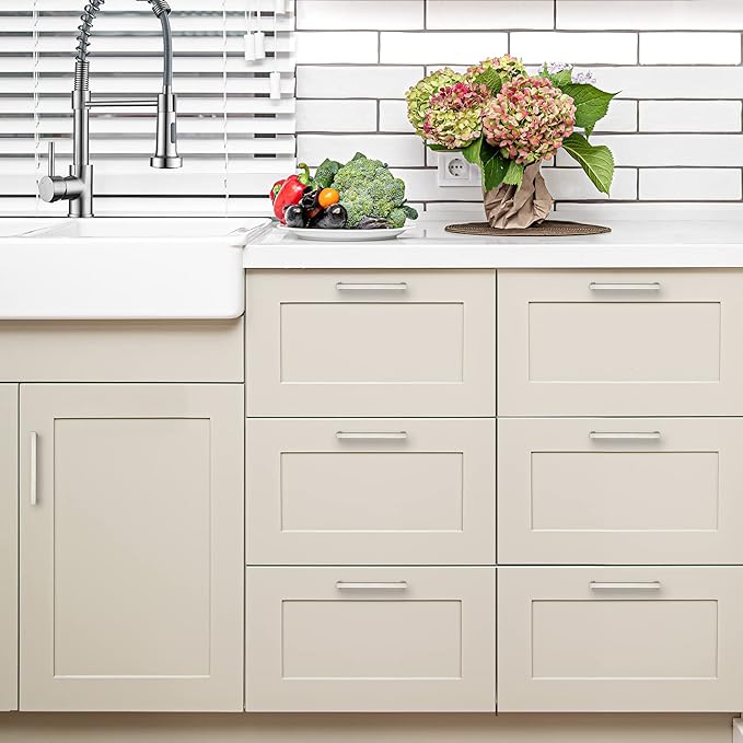 Ravinte 18 Pack 6-1/4 Inch Square Cabinet Handles - Brushed Nickel Stainless Steel Drawer Pulls - Kitchen Hardware