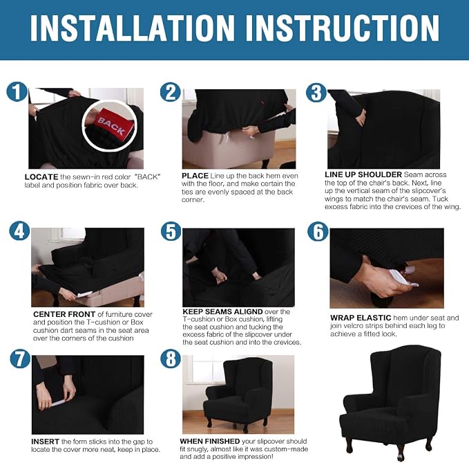 H.VERSAILTEX Wing Chair Slipcover Chair Covers - Image 6