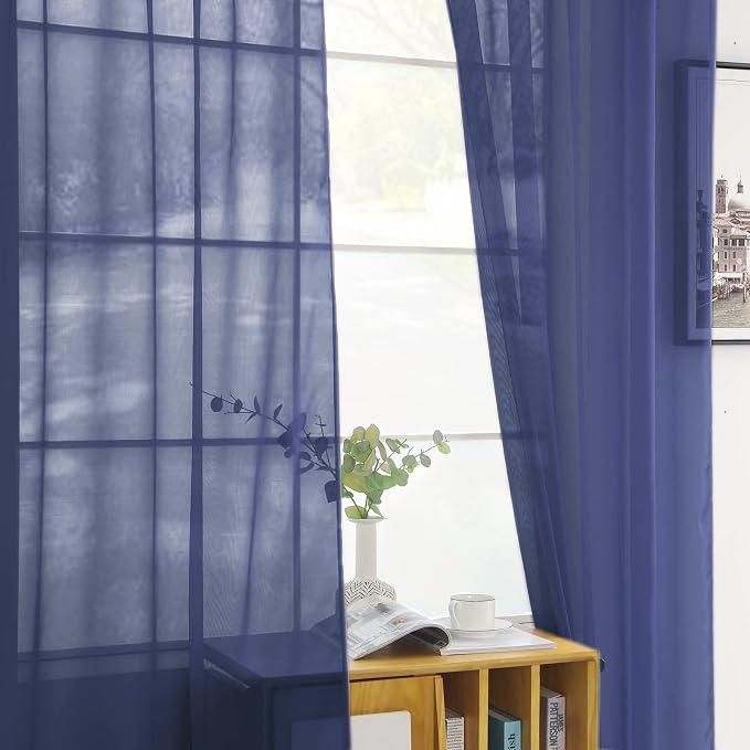 SpaceDresser Sheer Voile Window Treatment Rod Pocket Curtain Panels - Image 3
