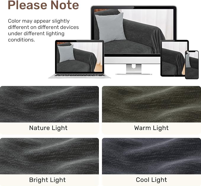 2 Pieces Sectional Couch Covers L Shaped Cover XXL Charcoal Gray | Thick - Image 8
