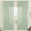 Fresh Green 72 inch Linen Textured Curtains by LAMIT