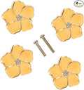 4 pcs Petal Handles Colorful Drawer Knobs Flower Petal Cabinet Dresser Knobs for Girl's Room Dresser Cupboard Drawer Wardrobe Decorative Furniture Knobs (Yellow)