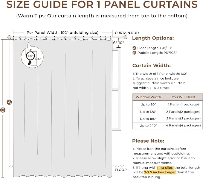 INOVADAY Linen Textured 100% Blackout Sliding Door Curtains 102x96 Beige | 1 - Image 9