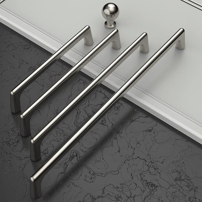 Amerdeco 10 Pack Brushed Satin Nickel Cabinet Pulls 7.5 Inch(192MM) Hole Centers Kitchen Cabinet Handles Hardware Kitchen Handles for Cabinets Cupboard Handles Drawer Pulls ZH0041
