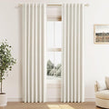 100% Blackout Linen Curtains for Bedroom 82 Inches Long Natural Cream Black Out by Guken