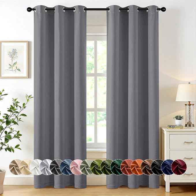 MIULEE Blackout Curtains for Bedroom 2 Panels 40 x 72 Inch Long Light Gray | by MIULEE