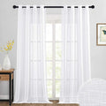 RYB HOME Sheer Curtains 108 inches - Linen Textured White Sheers for High Ceiling Window Decor, Patio Sliding Glass Door Sun Room Lawn Corridor Terrace Wedding, 52 x 108, 2 Pcs