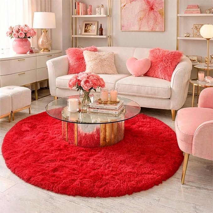 Amdrebio Red Christmas Small Round Rug 3Ft - Image 5