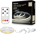 White COB Led Strip Lights Max with RF Remote, 16.4ft 4000K Dimmable Ultra Bright Neutral White COB Light Strip, Indoor COB Led Lights for Mirror, Ceiling, Kitchen, Room, Cabinet, Closet