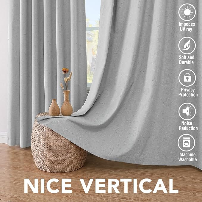 H.VERSAILTEX Blackout Curtains Linen Curtains 120 inches Long 100% Black Out - Image 7