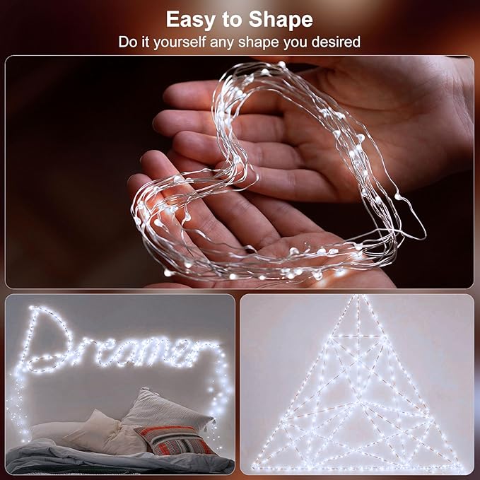 Christmas White Fairy Lights Battery Operated 6 Pack 16.4Ft 50 LEDs Silver Copper Wire Twinkle Lights for Halloween Christmas Bedroom Indoor Outdoor Wedding Dorm Parties Holiday Yard Decorations