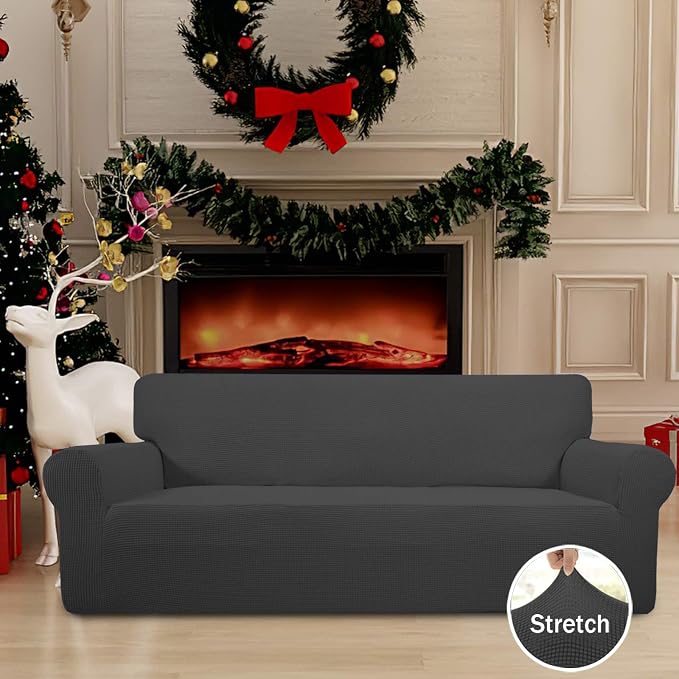 Easy-Going Stretch Oversized Sofa Couch Slipcover Washable Dark Gray | 1-Piece - Image 2