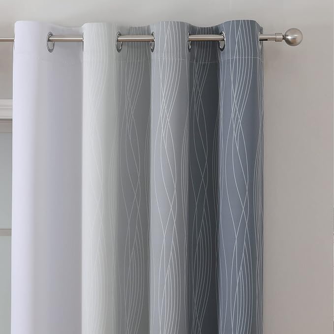 Grey and Greyish White Ombre Blackout Curtains - Image 4