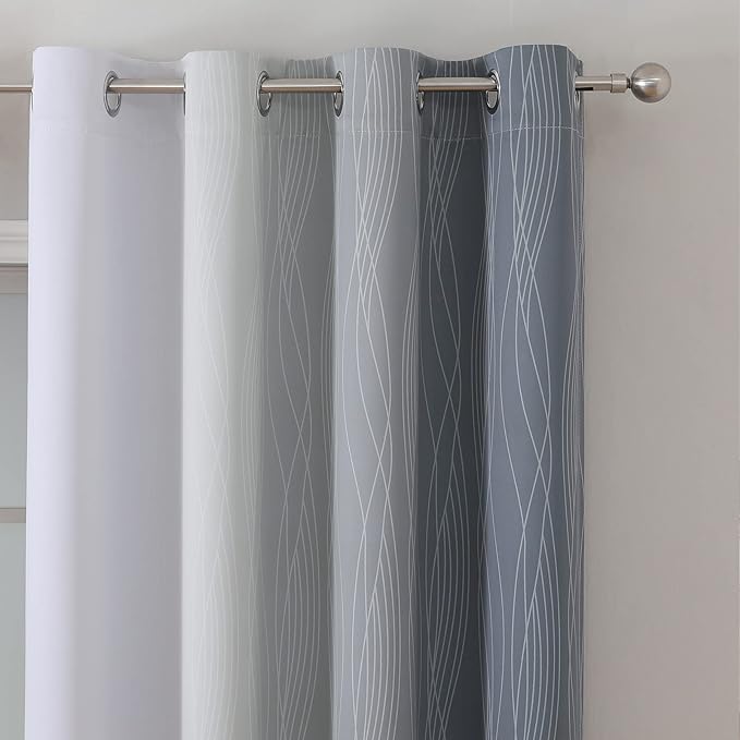 Grey and Greyish White Ombre Blackout Curtains - Image 4