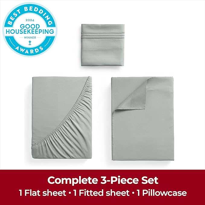 Mellanni Twin Sheets Set - 3 PC Iconic Collection Bedding - Hotel Luxury, Extra Soft, Cooling Bed Sheets - Wrinkle, Fade, Stain Resistant (Twin, Spa Mint)