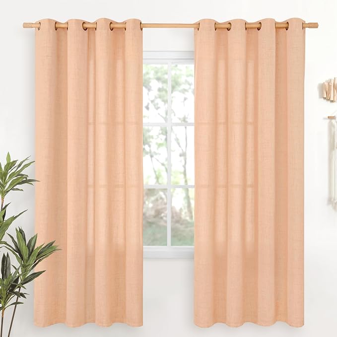 YoungsTex Peach Linen Curtains 72 Inches Long by YoungsTex