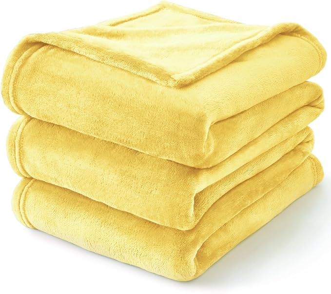 BEDELITE Fleece Blanket Soft Plush Twin Size Blanket Light Yellow 60"x80" | - Image 9