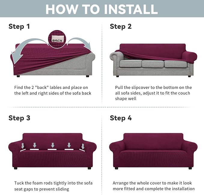 LURKA Stretch Oversized Sofa Slipcovers 1 Piece Couch Covers - Image 6