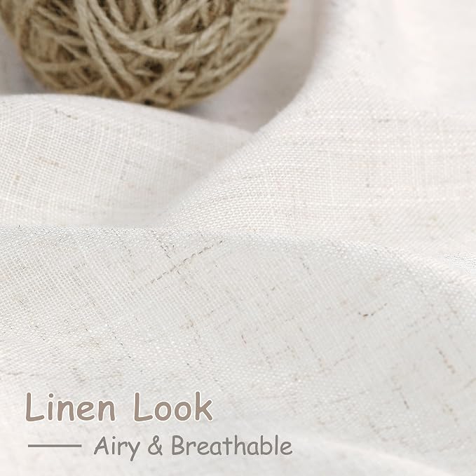 Ivory White Linen Curtains for Living Room 100 Inches Long Light Filtering Semi - Image 4