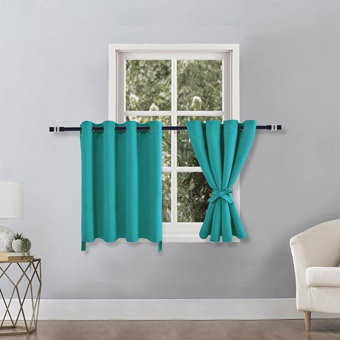 Blackout Curtains for Bedroom, Peacock Teal, 52 x 36 Inch, 2 Panels | Thermal - Image 7