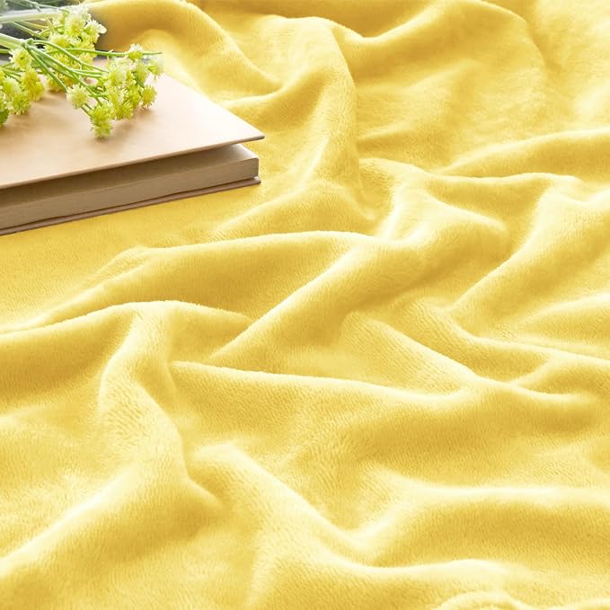BEDELITE Fleece Blanket Soft Plush Twin Size Blanket Light Yellow 60"x80" | - Image 4