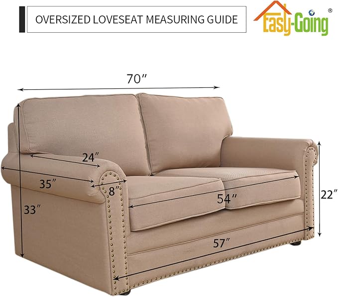 Easy-Going Stretch Oversized Loveseat Couch Covers Washable Christmas Red | - Image 5
