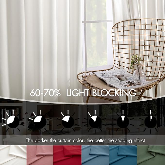 MIULEE Velvet Curtains 50W x 84L 2 Panels Ivory Blackout Curtains | Luxury - Image 4
