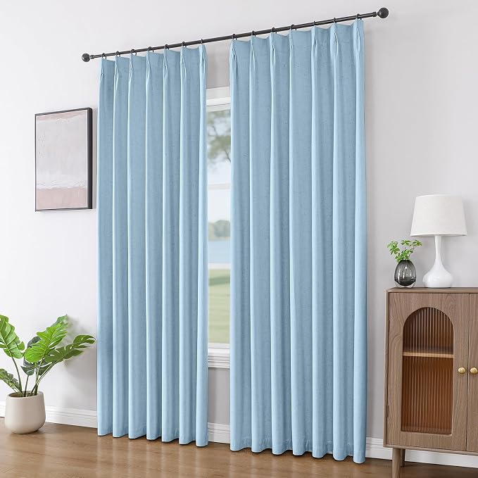 Joydeco Pleated Curtains for Living Room Bedroom, Linen Drapes 90 inch Length 2 - Image 4