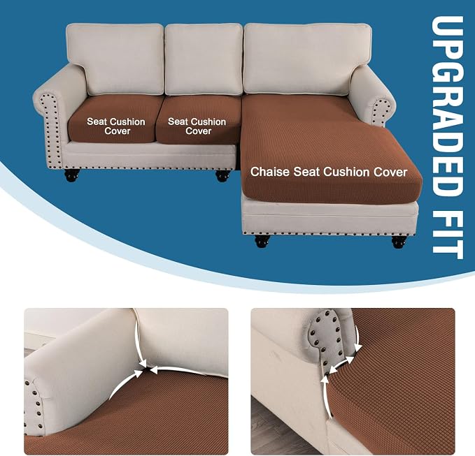 H.VERSAILTEX Sectional Couch Covers 3 Pieces Sofa Seat Cushion Covers L Shape - Image 4