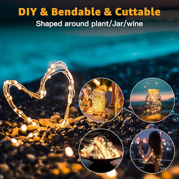 12 Pack Fairy Lights Battery Operated 7ft 20 LED Mini String Lights Twinkle Lights Silver Wire Firefly Starry Lights for Mason Jars Wedding Party Christmas Centerpiece Table Decorations, Warm White