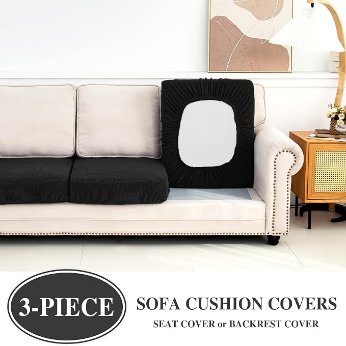 LA MEACK Couch Cushion Covers Seat Cushion Cover Stretch Couch Cover Separate - Image 3