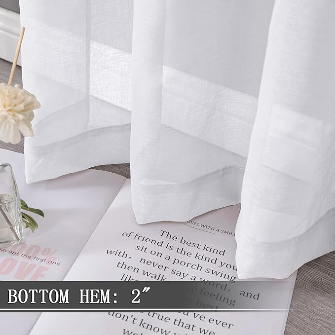 Tollpiz Sheer Tier Curtain Linen Textured Half Kitchen Curtains Sheer Light - Image 4