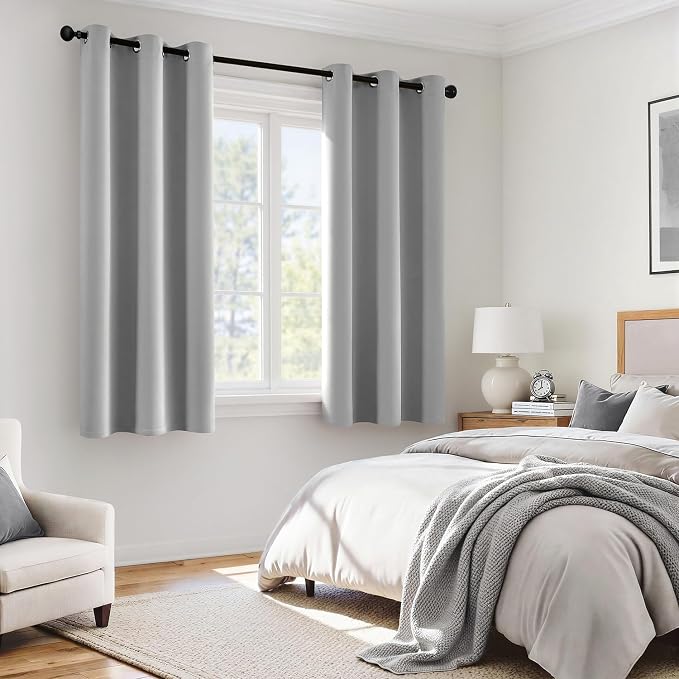MIULEE Light Grey 100% Blackout Curtains - Image 6