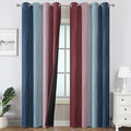 Navy Blue and Burgundy Red Ombre Blackout Bedroom Curtains 102 Inches Long | by ESTELARTEXTILER