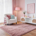 Dusty Rose Rabbit Striped Plush Rug 3'x5', Fluffy Faux Fur Shaggy Area Rug by CHOVY