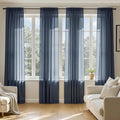 MIULEE Navy Blue Sheer Curtains 90 Inches Long 4 Panels 54 x 90 Inches | Light by MIULEE