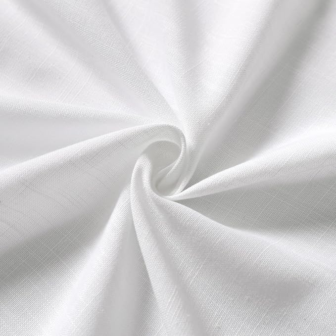 White Linen Back Tab Rod Pocket Curtains - Image 7