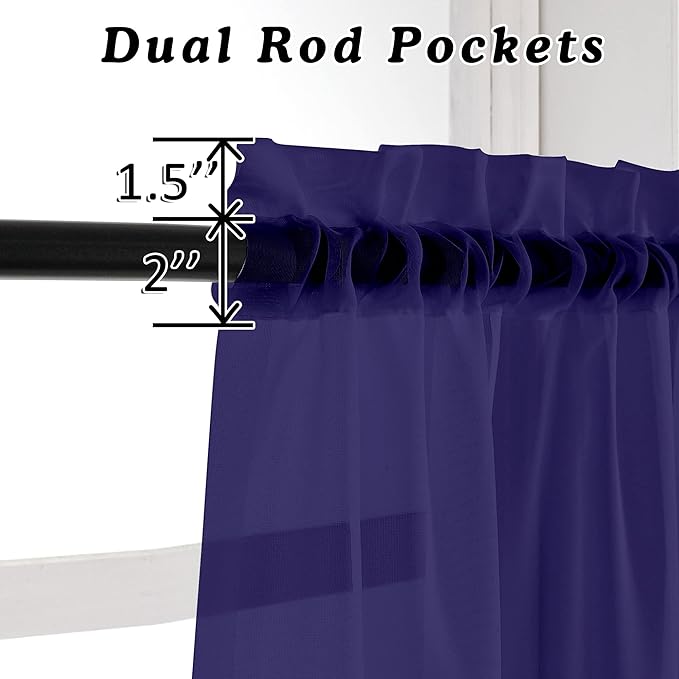 Purple Sheer Curtains 63 inch Length 2 Panels Set - Image 3