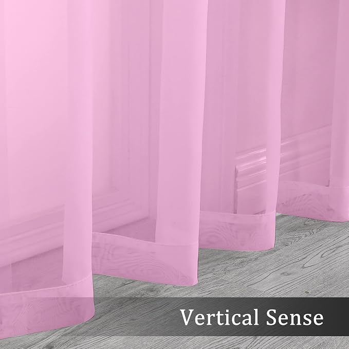 Sheer Pink Curtains, Sheer Curtains 84 inch Length 2 Panels Set, Rod Pocket - Image 6