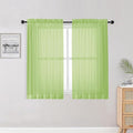 Lime Kitchen Sheer Curtains for Bedroom Living Room 45 Inch Length, Soft Solid by OWENIE