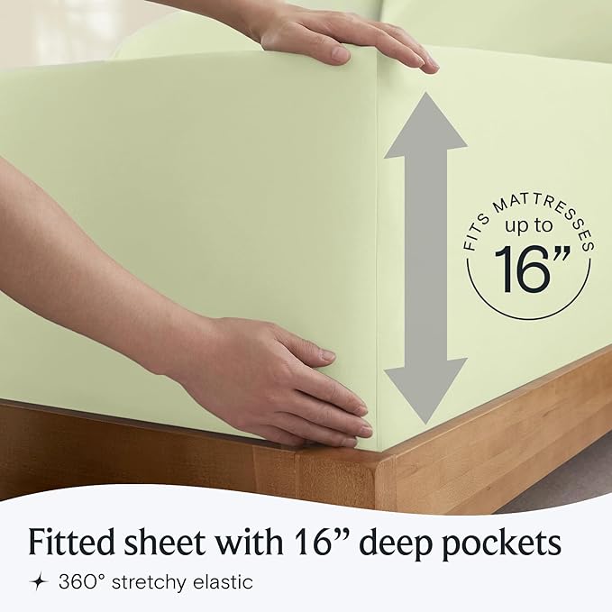 LuxClub 3 PC Sheet Set Bed Sheets Deep Pockets 16" Eco Friendly Wrinkle Free Cooling Machine Washable Hotel Bedding Silky Soft - Sage Green Twin XL