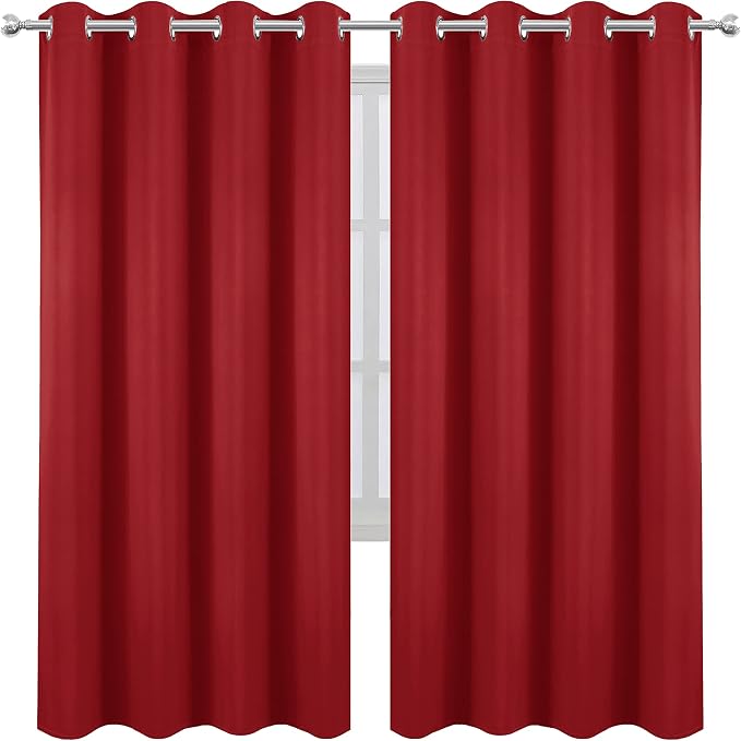 Red Blackout Curtains/52 x 72 Inch/Set of 2 Panels Room Darkening Curtains - Image 2