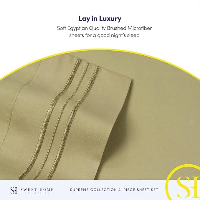 King Size Sheets - Breathable Luxury Bed Sheets with Full Elastic & Secure Corner Straps Built In - 1800 Supreme Collection Extra Soft Deep Pocket Bedding Set, Sheet Set, King, Sage
