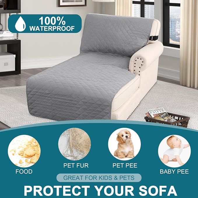 Turquoize 100% Waterproof Sofa Covers Chaise Lounge L Shape Sofa Protector Slip - Image 2