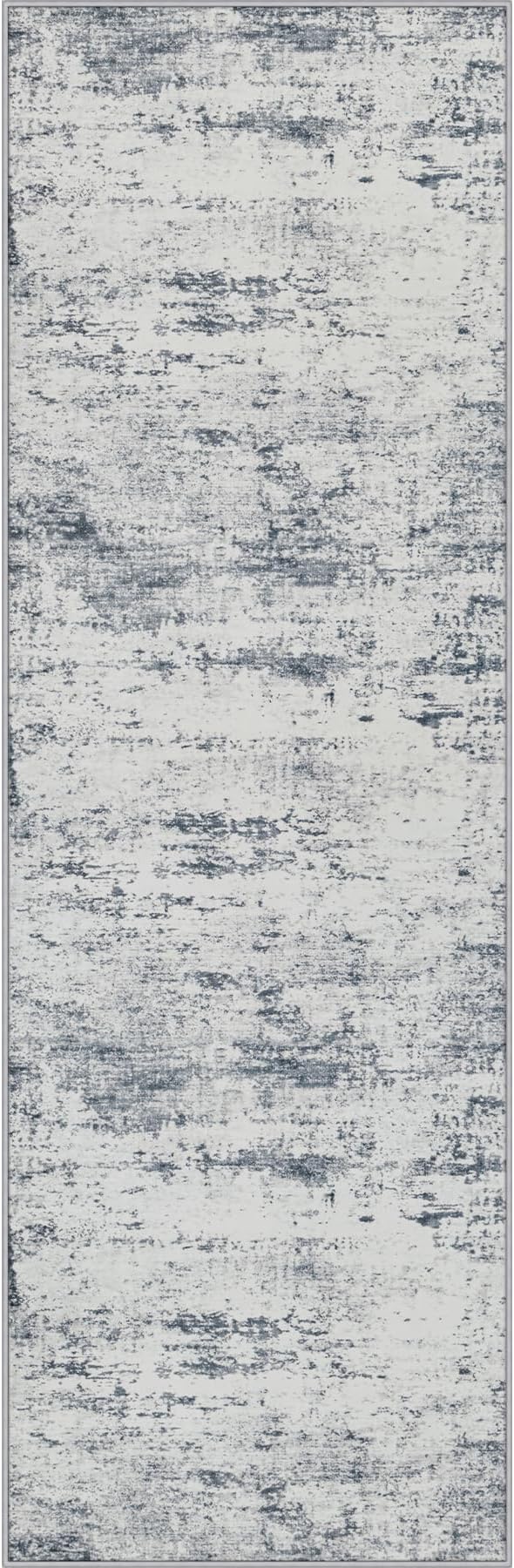 3x8 Washable Runner Rug：Modern Abstract Soft Carpet Blue Grey | by FXRHLP