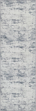 3x10 Washable Runner Rug：Modern Abstract Soft Carpet Blue Grey | by FXRHLP